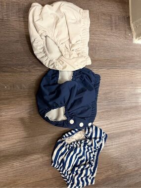 Baby Swim Diaper Cover Set - Navy, Cream & Navy Stripe- 6-12month